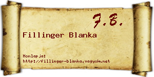 Fillinger Blanka névjegykártya